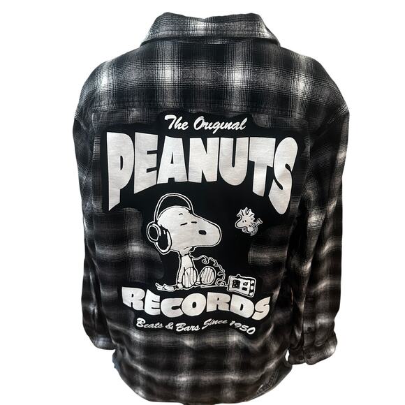 Cheekymontana | Tops | Snoopy Records Plaid Flannel Shirt Xl Oversized ...